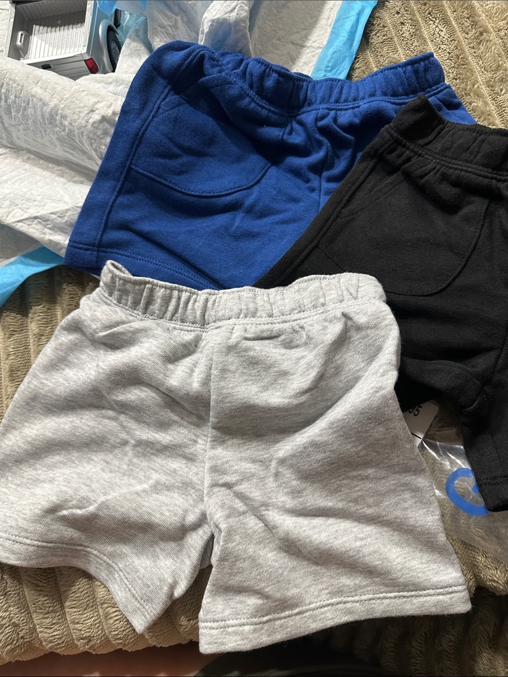 Garanimals Blue, Black & Light Gray Cotton Shorts Trio
